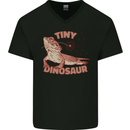 Tiny Dinosaur Funny Bearded Dragon Mens V-Neck Cotton T-Shirt Black