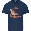 Tiny Dinosaur Funny Bearded Dragon Mens V-Neck Cotton T-Shirt Navy Blue