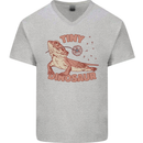 Tiny Dinosaur Funny Bearded Dragon Mens V-Neck Cotton T-Shirt Sports Grey