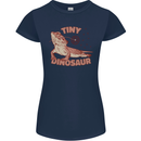Tiny Dinosaur Funny Bearded Dragon Womens Petite Cut T-Shirt Navy Blue