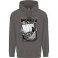 To Valhalla Viking Ship Mens 80% Cotton Hoodie Charcoal