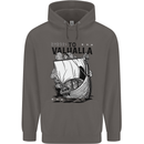To Valhalla Viking Ship Mens 80% Cotton Hoodie Charcoal
