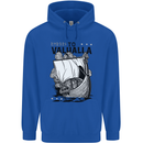 To Valhalla Viking Ship Mens 80% Cotton Hoodie Royal Blue