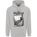 To Valhalla Viking Ship Mens 80% Cotton Hoodie Sports Grey