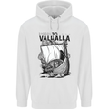 To Valhalla Viking Ship Mens 80% Cotton Hoodie White