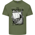 To Valhalla Viking Ship Mens Cotton T-Shirt Tee Top Military Green