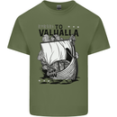 To Valhalla Viking Ship Mens Cotton T-Shirt Tee Top Military Green