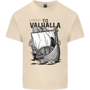 To Valhalla Viking Ship Mens Cotton T-Shirt Tee Top Natural