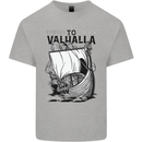 To Valhalla Viking Ship Mens Cotton T-Shirt Tee Top Sports Grey