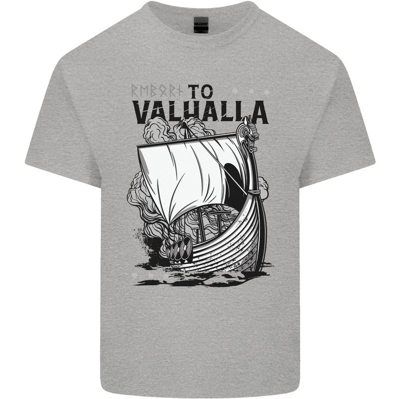 To Valhalla Viking Ship Mens Cotton T-Shirt Tee Top Sports Grey