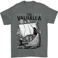 To Valhalla Viking Ship Mens T-Shirt 100% Cotton Charcoal