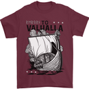 To Valhalla Viking Ship Mens T-Shirt 100% Cotton Maroon
