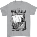 To Valhalla Viking Ship Mens T-Shirt 100% Cotton Sports Grey
