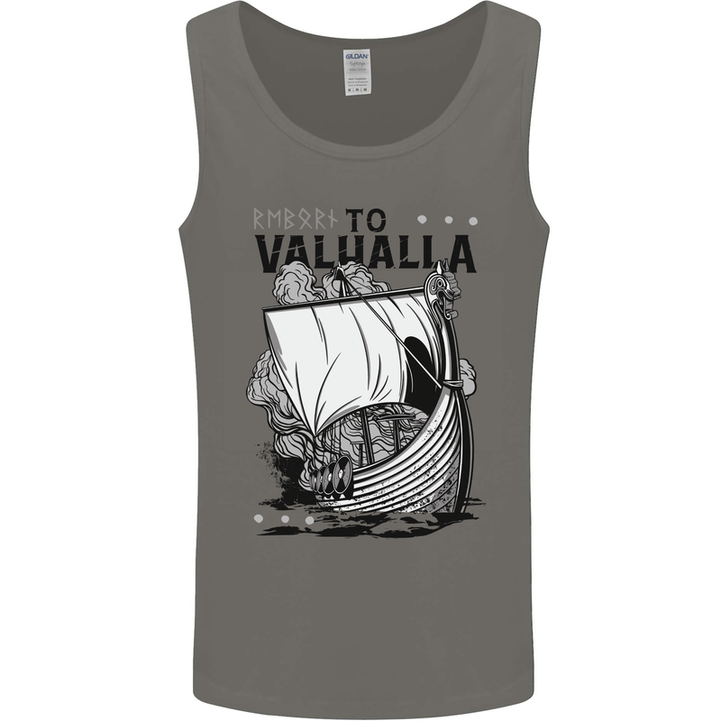 To Valhalla Viking Ship Mens Vest Tank Top Charcoal