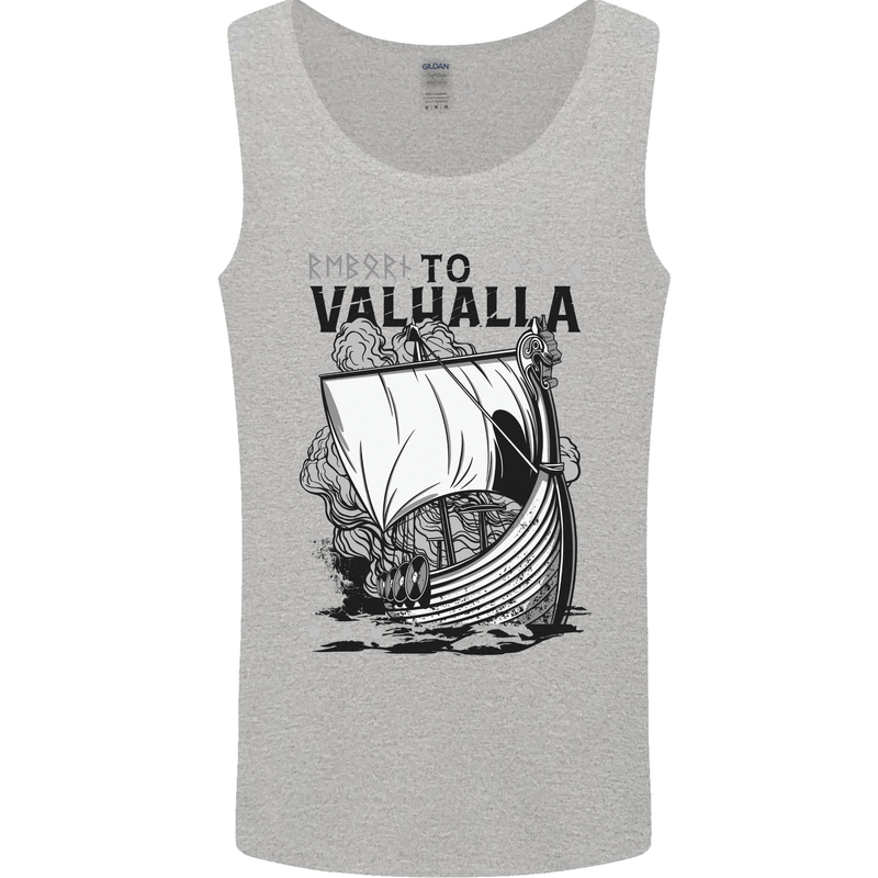 To Valhalla Viking Ship Mens Vest Tank Top Sports Grey
