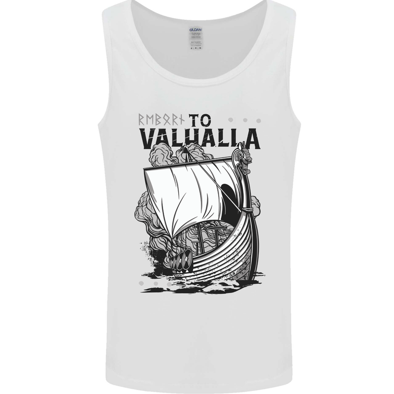 To Valhalla Viking Ship Mens Vest Tank Top White