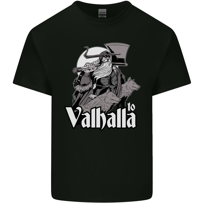 To Valhalla Viking Warrior Odin Mens Cotton T-Shirt Tee Top Black