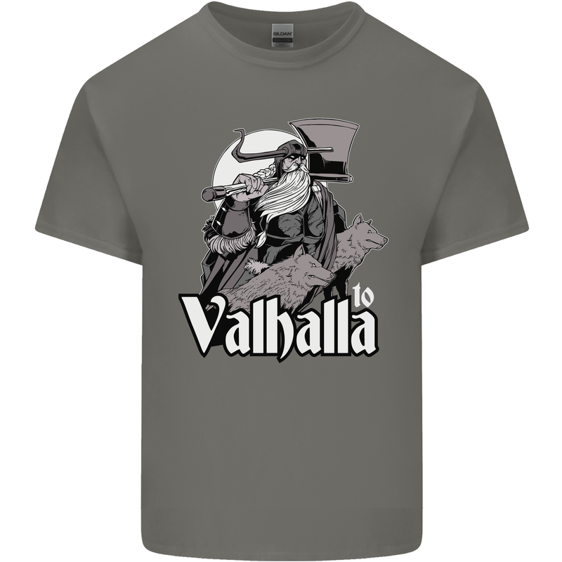 To Valhalla Viking Warrior Odin Mens Cotton T-Shirt Tee Top Charcoal