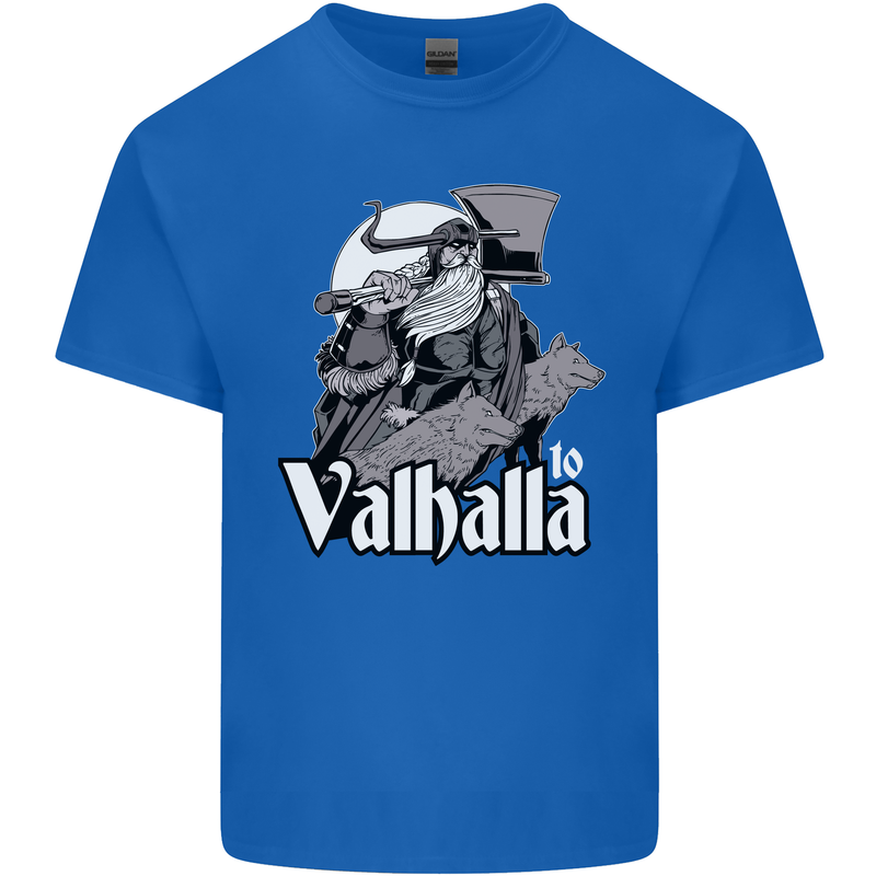 To Valhalla Viking Warrior Odin Mens Cotton T-Shirt Tee Top Royal Blue