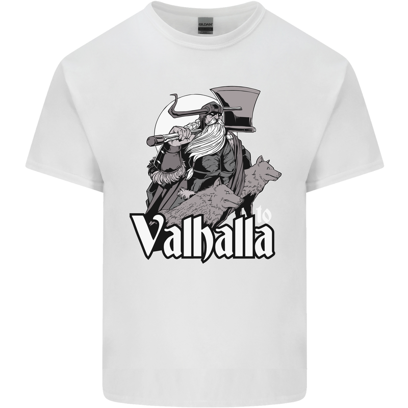 To Valhalla Viking Warrior Odin Mens Cotton T-Shirt Tee Top White