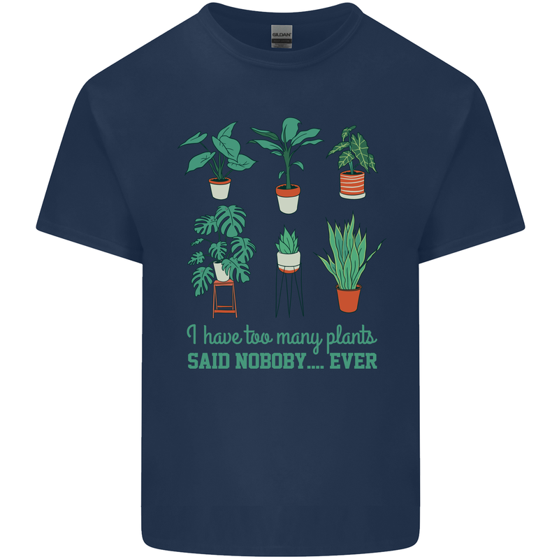 Too Many Plants Funny Gardening Gardener Kids T-Shirt Childrens Navy Blue