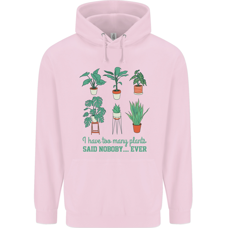 Too Many Plants Funny Gardening Gardener Mens 80% Cotton Hoodie Light Pink