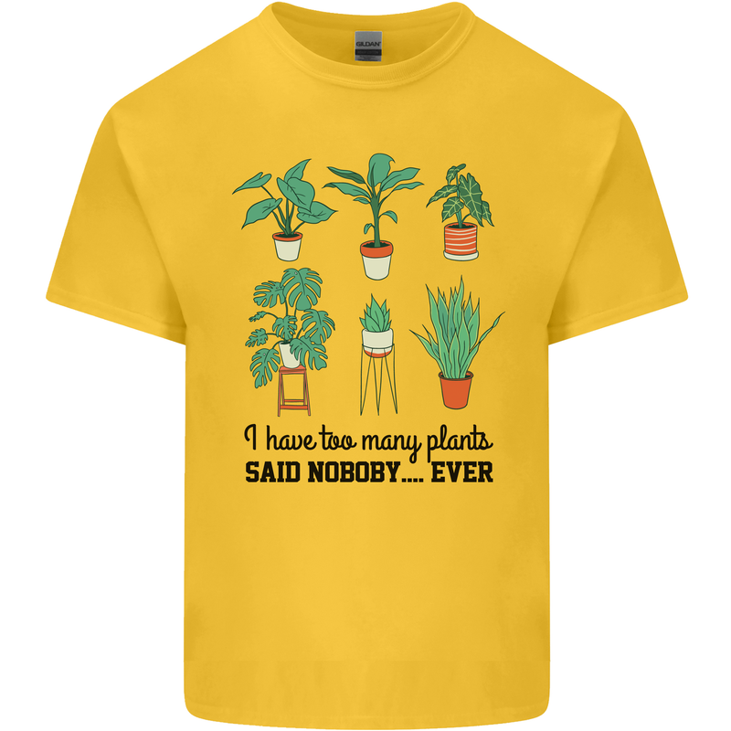 Too Many Plants Said Nobody Ever Gardening Mens Cotton T-Shirt Tee Top Yellow