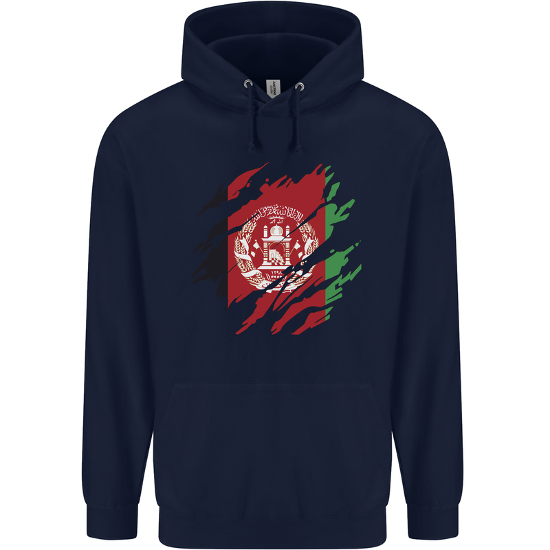 Torn Afghanistan Flag Afghan Day Football Childrens Kids Hoodie Navy Blue