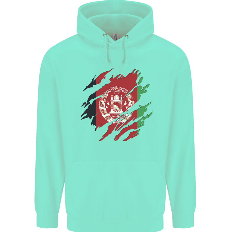 Torn Afghanistan Flag Afghan Day Football Childrens Kids Hoodie Peppermint