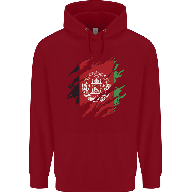 Torn Afghanistan Flag Afghan Day Football Childrens Kids Hoodie Red