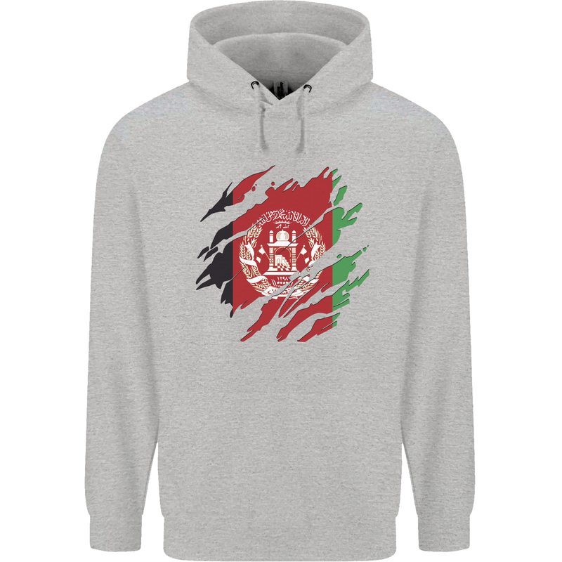 Torn Afghanistan Flag Afghan Day Football Childrens Kids Hoodie Sports Grey