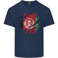 Torn Afghanistan Flag Afghan Day Football Kids T-Shirt Childrens Navy Blue