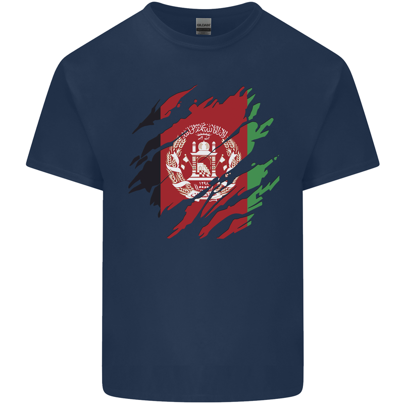 Torn Afghanistan Flag Afghan Day Football Kids T-Shirt Childrens Navy Blue