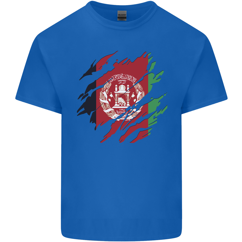 Torn Afghanistan Flag Afghan Day Football Kids T-Shirt Childrens Royal Blue