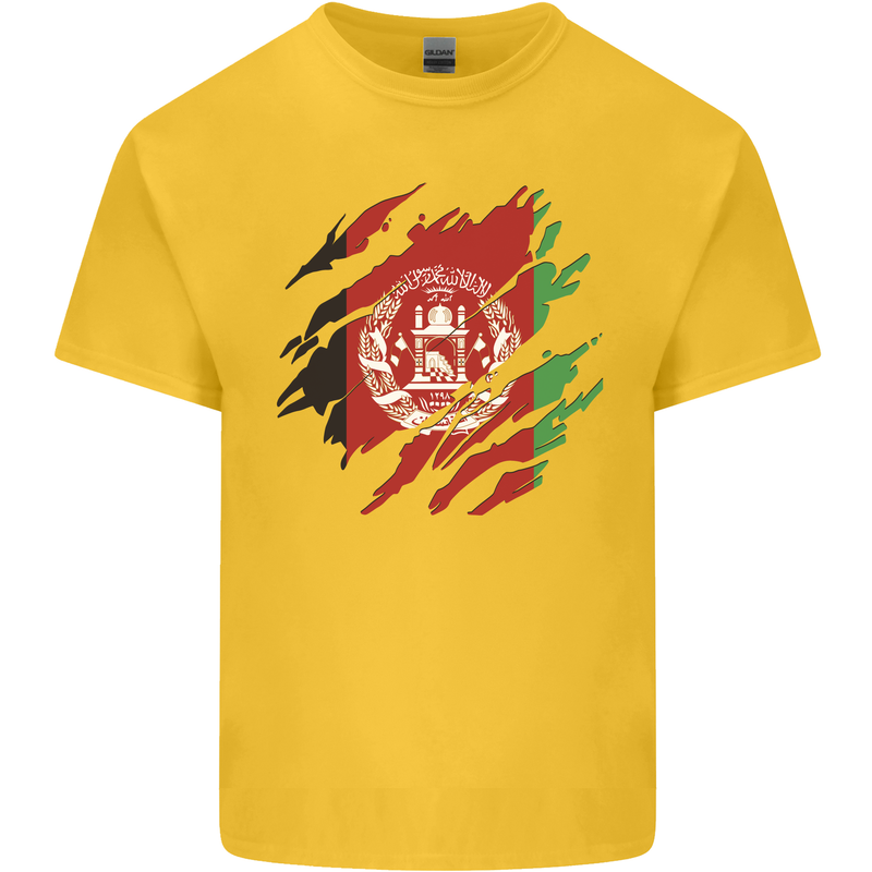 Torn Afghanistan Flag Afghan Day Football Kids T-Shirt Childrens Yellow