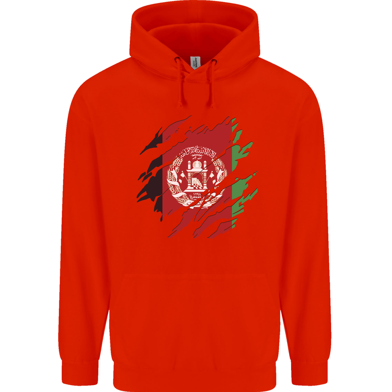 Torn Afghanistan Flag Afghan Day Football Mens 80% Cotton Hoodie Bright Red