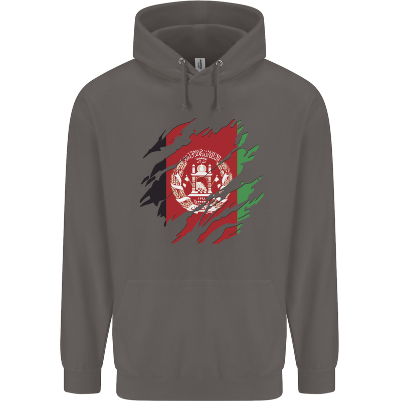 Torn Afghanistan Flag Afghan Day Football Mens 80% Cotton Hoodie Charcoal