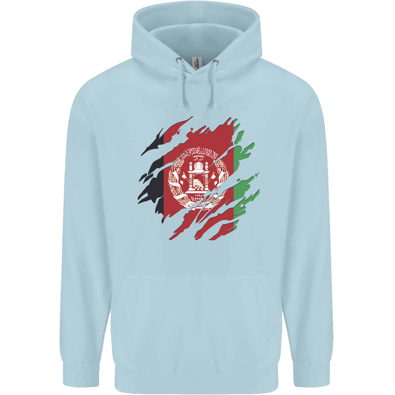 Torn Afghanistan Flag Afghan Day Football Mens 80% Cotton Hoodie Light Blue