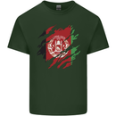 Torn Afghanistan Flag Afghan Day Football Mens Cotton T-Shirt Tee Top Forest Green