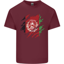 Torn Afghanistan Flag Afghan Day Football Mens Cotton T-Shirt Tee Top Maroon