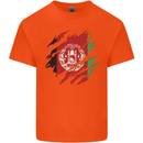 Torn Afghanistan Flag Afghan Day Football Mens Cotton T-Shirt Tee Top Orange