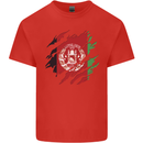 Torn Afghanistan Flag Afghan Day Football Mens Cotton T-Shirt Tee Top Red