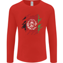 Torn Afghanistan Flag Afghan Day Football Mens Long Sleeve T-Shirt Red