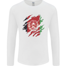Torn Afghanistan Flag Afghan Day Football Mens Long Sleeve T-Shirt White