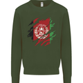 Torn Afghanistan Flag Afghan Day Football Mens Sweatshirt Jumper Forest Green