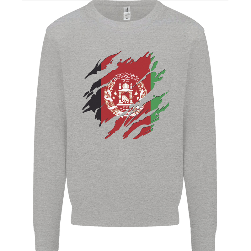 Torn Afghanistan Flag Afghan Day Football Mens Sweatshirt Jumper Sports Grey
