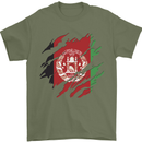 Torn Afghanistan Flag Afghan Day Football Mens T-Shirt 100% Cotton Military Green