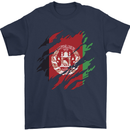 Torn Afghanistan Flag Afghan Day Football Mens T-Shirt 100% Cotton Navy Blue