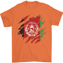 Torn Afghanistan Flag Afghan Day Football Mens T-Shirt 100% Cotton Orange