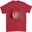 Torn Afghanistan Flag Afghan Day Football Mens T-Shirt 100% Cotton Red